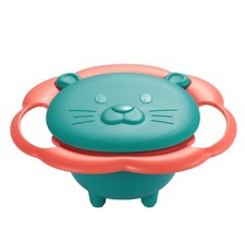Rotate Baby Feeding Bowl Cartoon Cat Bear Face Spill Proof Snack Cups with Lid
