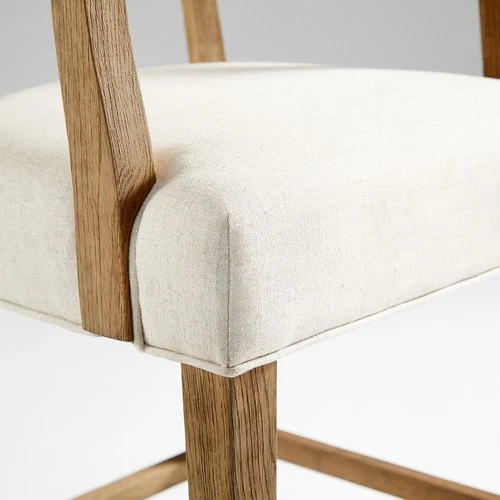 Prater Bar Stool with Beige Wood and Upholstery - Picture 4 of 10