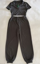 Charcoal Gray Track Pants  Crop Top Set