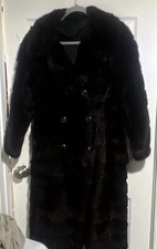 Women s Brown/Black Mink Coat Long Overcoat C...