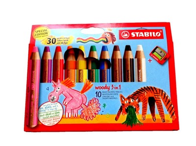 STABILO Multitalentstift woody 3 in 1, 10er Etui Buntstift inkl. Spitzer SPECIAL