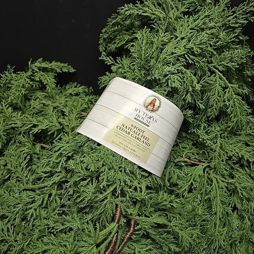 My Texas House 9FT Cedar Garland Natural Feel VTG Look Unlit Greenery Decor NEW