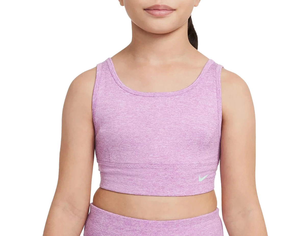 Nike Girls' Dri-FIT Swoosh Luxe Sports Bra Purple Size Large