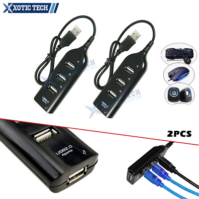 2x 2.0 USB High Speed Multi HUB Splitter Expansion MAC PC Laptop Adapter 4 Port