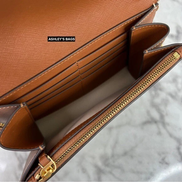 Portafoglio a tracolla catena stampato Tory Burch Emerson stampata con stampa leopardata