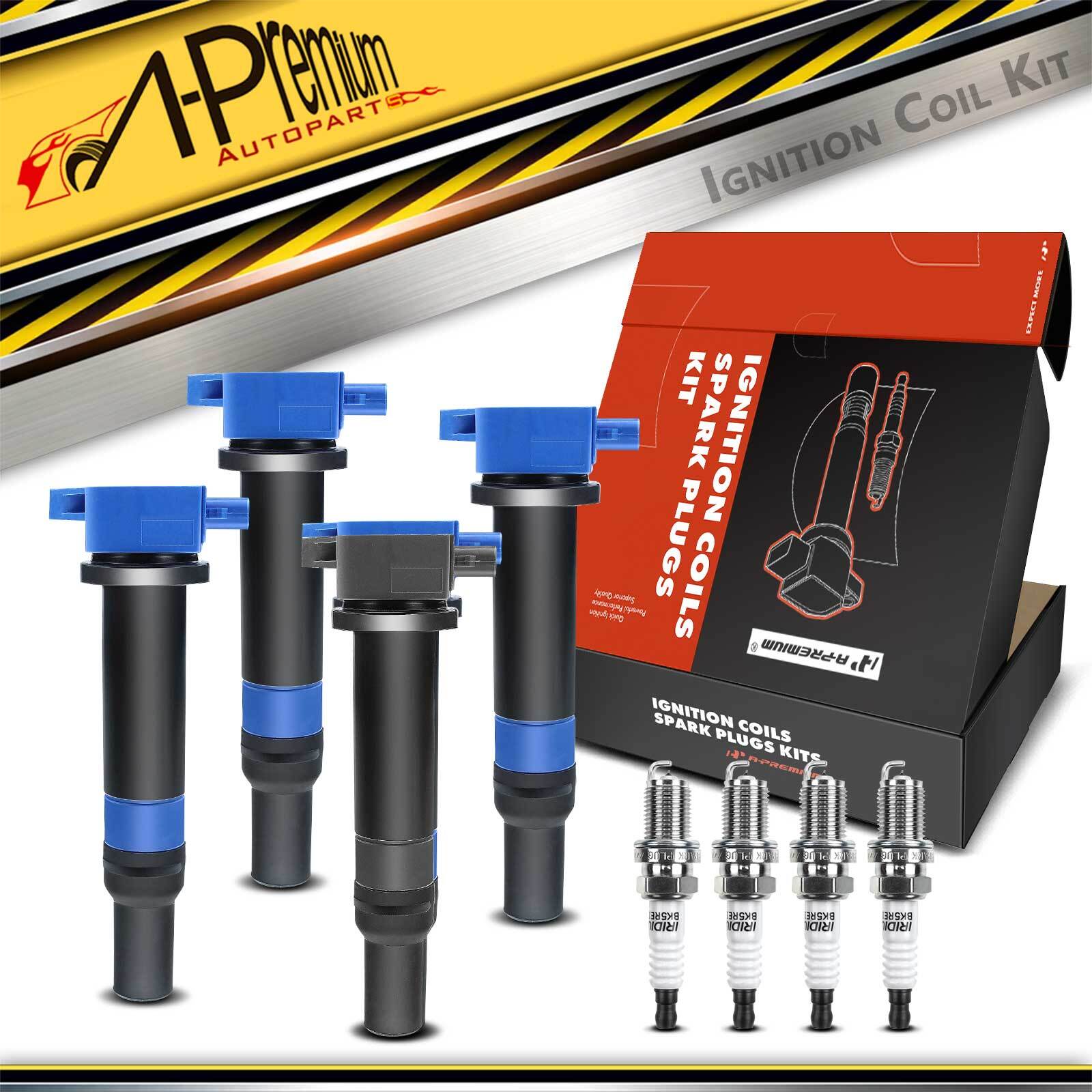 A-Premium 4x Ignition Coil  4x Iridium Spark Plug for Hyundai Accent Kia Rio