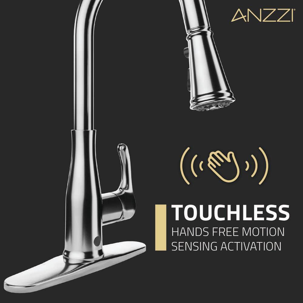ANZZI Touchless Pull Down Sprayer Kitchen Faucet 1-Handle in