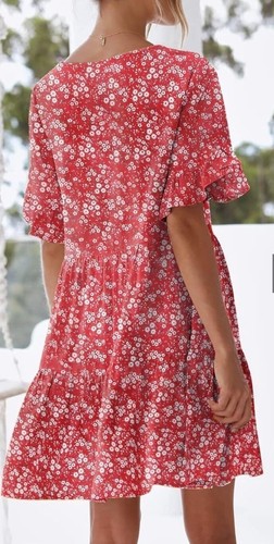 NCLook Womens Floral Dress Size M Ruffle Short Sleeves Pullover Casual Date - Picture 2 of 14