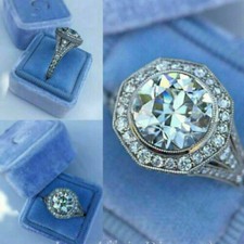 2.24Ct White Round Cut CZ Art Deco Engagement Ring in Solid 925 Sterling Silver
