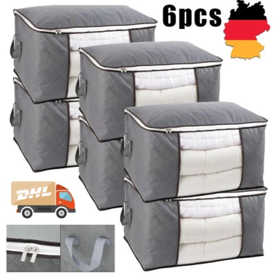 6 Stück 90L Aufbewahrungstasche Aufbewahrungsbox mit Deckel Groß Unterbett Box. - Bild 1 von 4