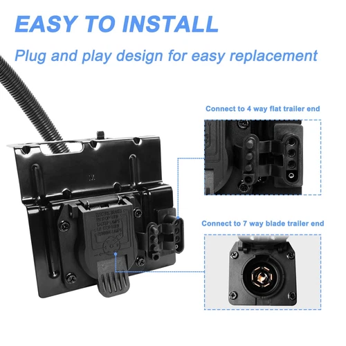 4 & 7 Pin Tow Trailer Hitch Wiring Plug Assembly for 1999~2001 Ford F-250 F-350 - Picture 9 of 12