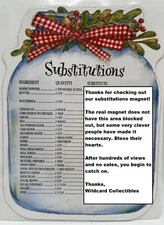 Kitchen Substitutions Chart Magnet Mason Jar Cooking & Baking Easy Reference NEW