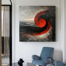 Modern red Home Decor Handmade Abstract Oil Painting on canvsa Living Room