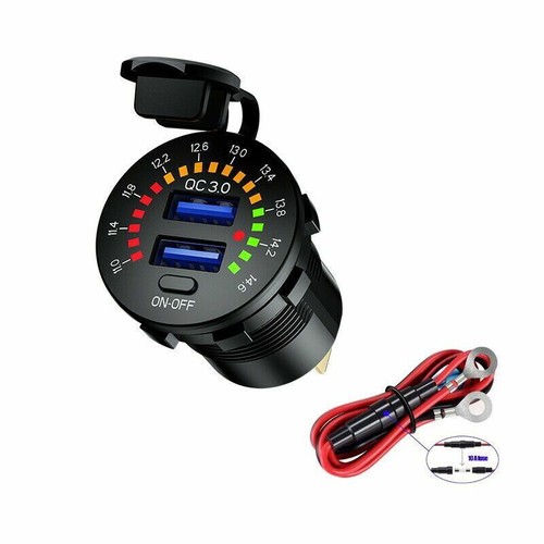 Car Dual USB Fast Charger 12V Socket Power Outlet Adapter LED Voltmeter & Cover - Picture 4 of 15