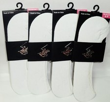 4 Pairs Of Beverly Hills POLO CLUB Socks NO-SHOWS Fit Shoe Size 4-9 WHITE