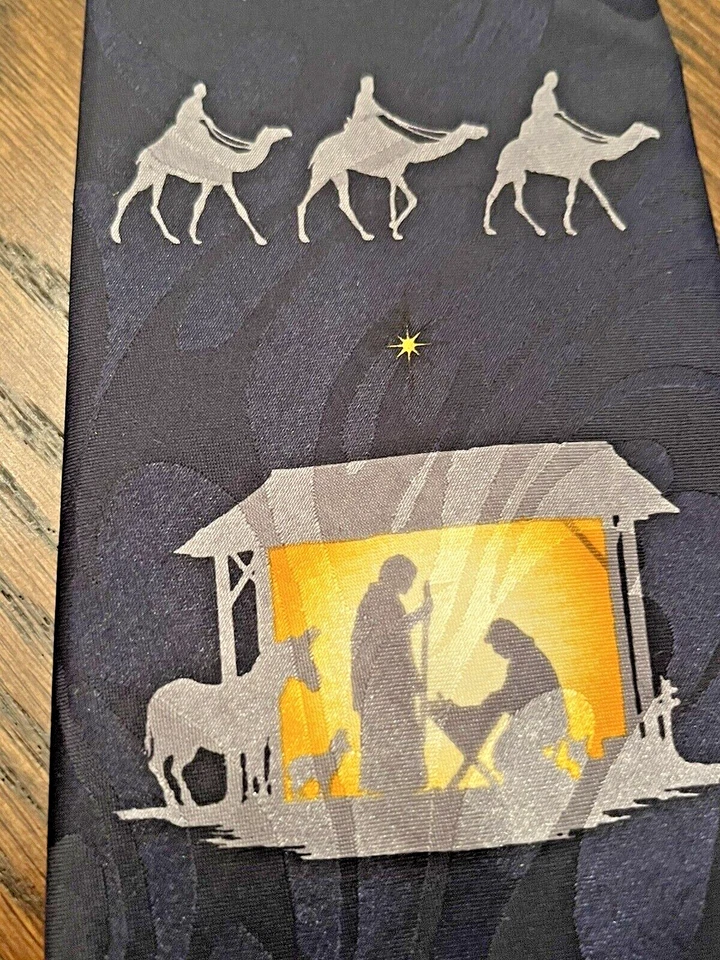 Nativity Holiday Necktie Christmas Manger Church Religious 58” Steven Harris - Image 2 of 4