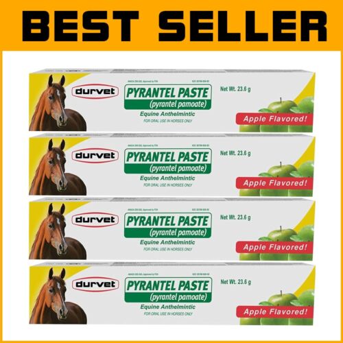 4-Pack Apple Flavor Pyrantel Paste Wormer, 23.6gm for Effective Horse Care