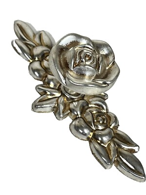 #ad Rose Flower Dresser Pull Knob Drawer Handle Antique Silver Cabinet Pull $8.99