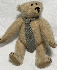 Hand made 12” Teddy Bear Fully Jointed Tan Mohair Vintage Stuffed Collectible EC