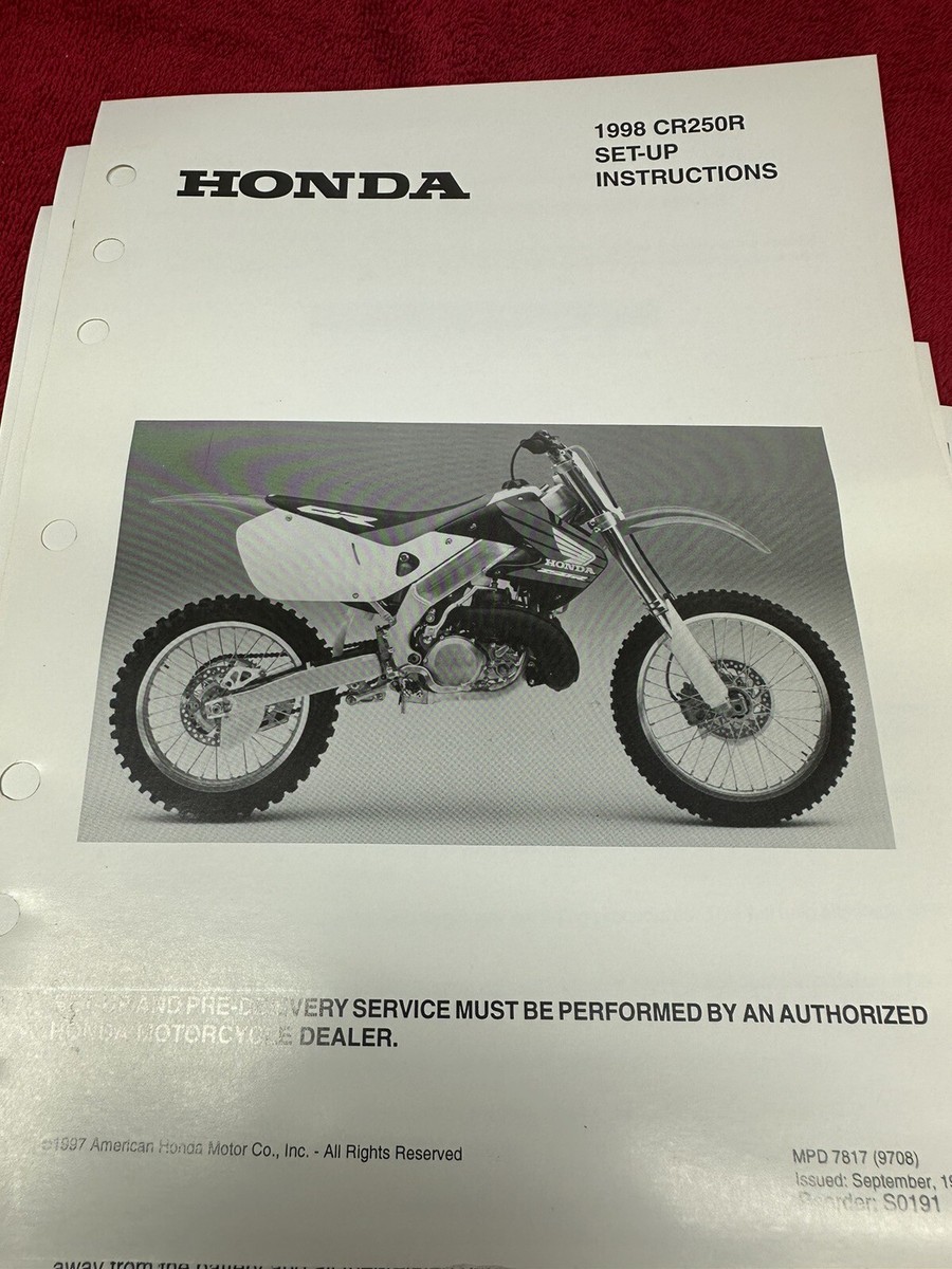 Honda98 1998 CR250R CR250 250R Set Up Instructions Manual Official