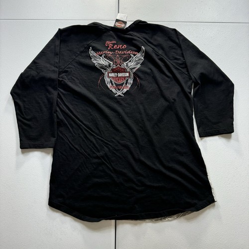 Vintage Harley Davidson Long Sleeve Shirt Women’s XL Gray Reno Nevada Y2K - Picture 3 of 5