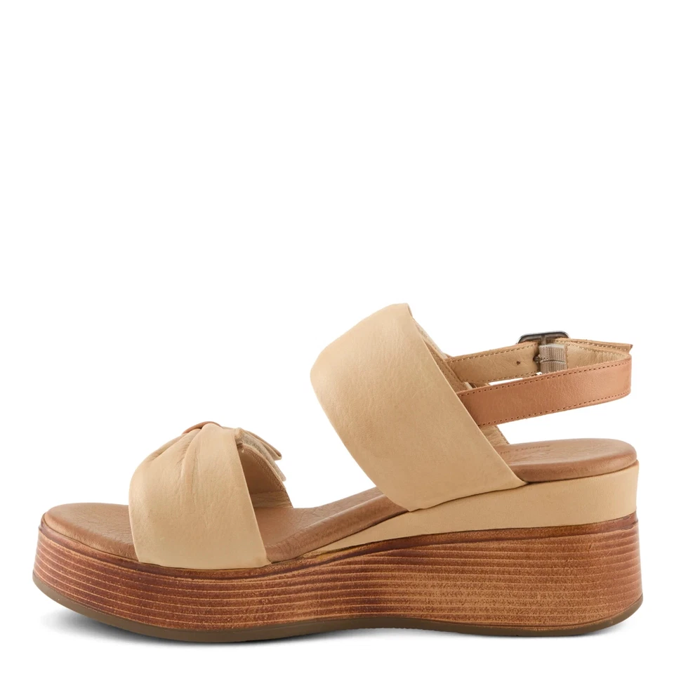 SPRING STEP KACPAR BEIGE LEATHER PLATFORM WEDGE DUAL STRAP SANDAL EU37 US 7 - Image 2 of 4