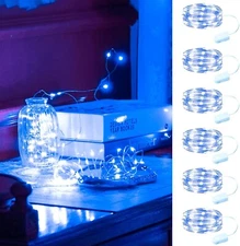 6 Pack Blue Fairy Lights Battery Operated, 7ft 20LED Mini Fairy String Lights