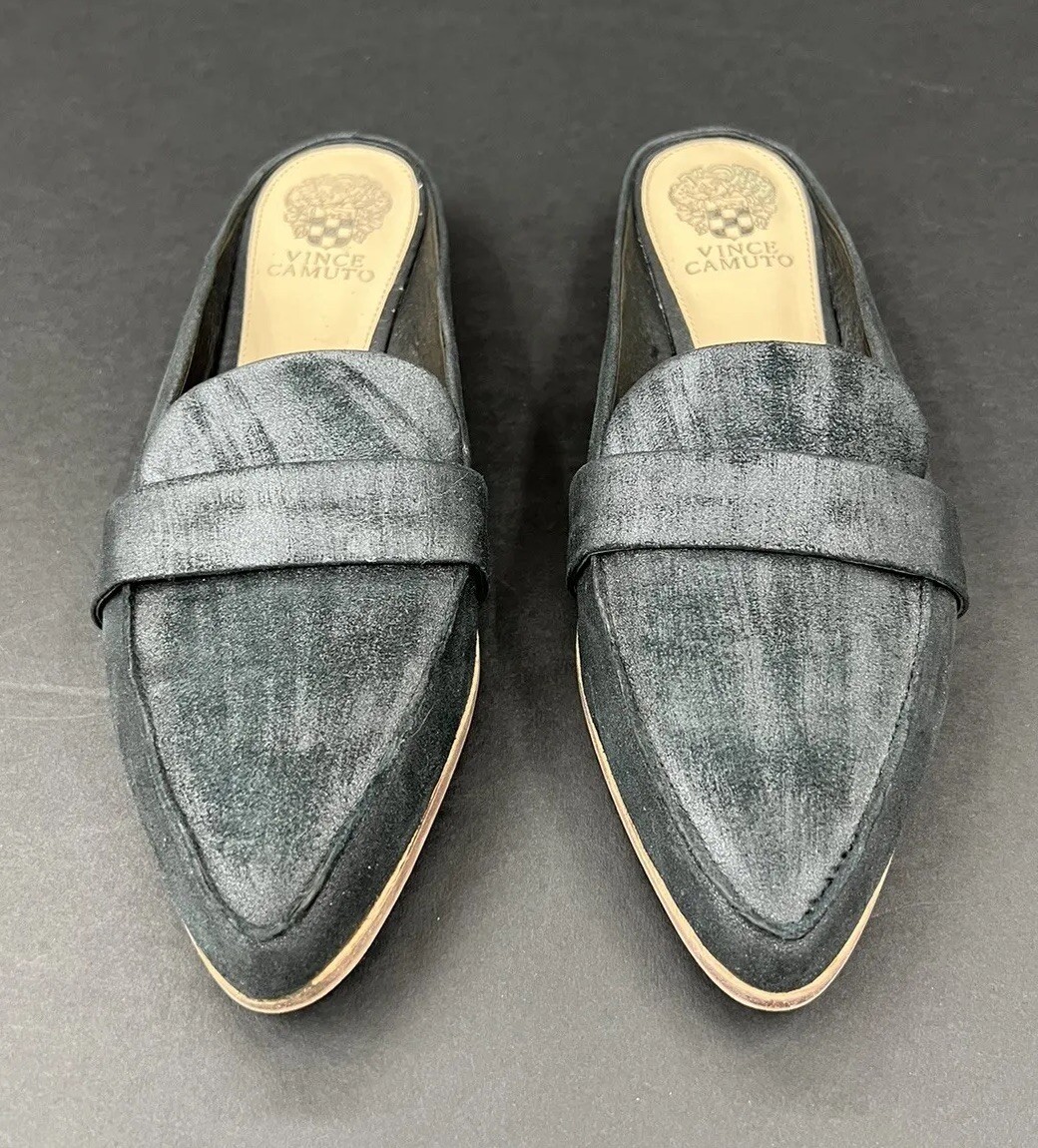 Vince Camuto Women’s 10 Pewter Black Distressed Metallic Leather VC Kirstie