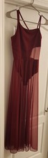 Woman s Spaghetti Strap Ballet Dress Ballerina Built-in Leotard, Color: Wine Red