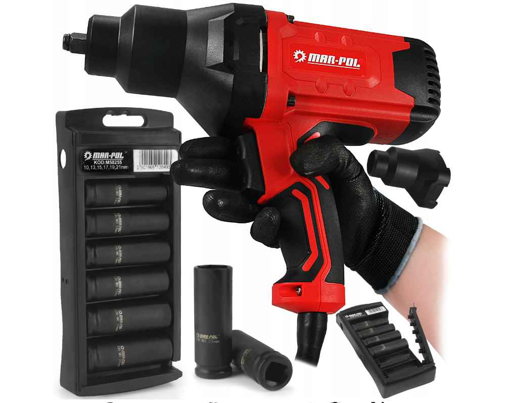 Clé à choc électrique 950w M80492 et douilles de 10mm à 21mm pour garage