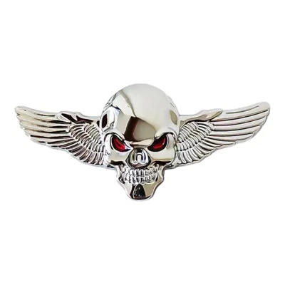 Totenkopf Sticker Aufkleber Flügel Emblem Skull Schädel Metall Chopper 7cm - Bild 1 von 2