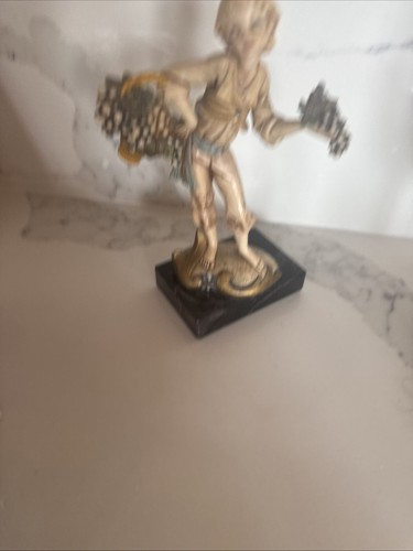 Estatuilla De Colección Depose Italia 721 Genuina Carra Mármol Italia Niño Con Uvas - Imagen 17 de 24