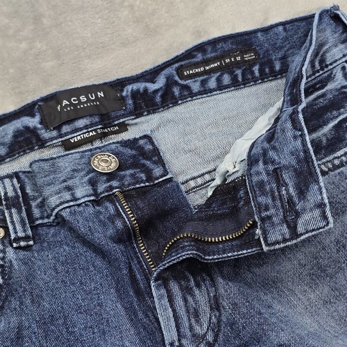 PacSun Jeans Mens 31x32 Stacked Skinny Vertical Stretch Zipper Distressed *33x32 - Picture 5 of 24
