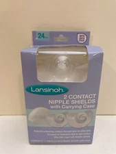 Lansinoh Contact Nipple Shields 2 Contact 24mm w/ Carrying Case BPA BPS Free NEW