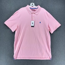 New IZOD Advantage Performance Polo Shirt Mens L Pink Peony Natural Stretch NWT