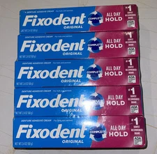 FIXODENT Complete Original Denture Adhesive Cream (Pack of 5) 2.4oz/68g- NEW