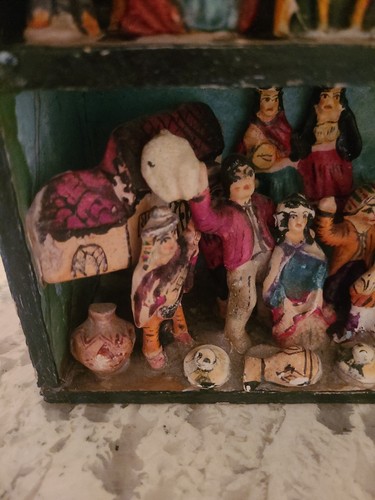 Holz Nicho Kasten Krippe Altar Handarbeit Vintage - Bild 7 von 16