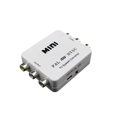 Dual-Way 3 RCA TV System Converter Format Video USB Powered PAL NTSC Converter