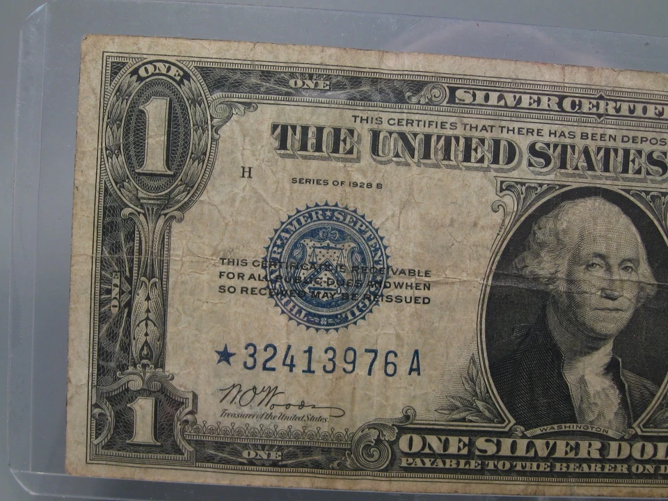 1928-B "**STAR**"  Blue Seal Silver Certificate $1 ONE Dollar note. - Image 4 of 4
