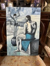 PABLO PICASSO - Amazing oil canvas painting - signed - With labels - A1