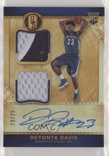 2016-17 Gold Standard Rookie Jersey Double Prime AU 19/25 Deyonta Davis Auto s6i