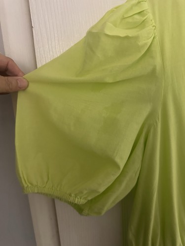 Simply be Lime Green V Neck Puff Sleeve Maxi Dress 100% Cotton Size 24 UK - Picture 5 of 6
