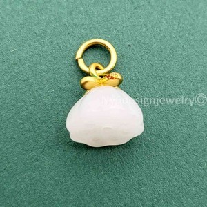 Authentic White Jade Ring and Gold Plated Charm Pendent