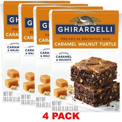 Ghirardelli Premium Brownie Mix CARAMEL WALNUT TURTLE Chocolate 18.50oz - 4 PACK