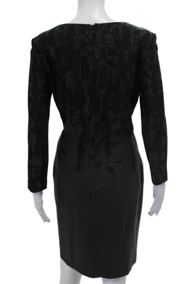 Suzi Chin for Maggy Boutique Womens Long Sleeve A-Line Dress Gray Size 10 - Image 3 of 4