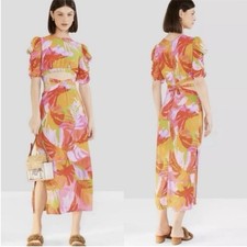 FARM Rio Colorful leaves Cutout Midi Dress Large