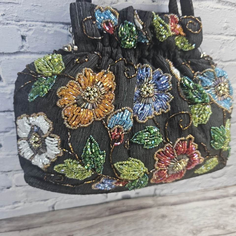 BOLSO DE COLECCIÓN BETTY K DESIGNS CON CUENTAS PEQUEÑO FLORAL BOHO CHIC Foto 3 de 4