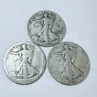 WALKING LIBERTY HALF DOLLAR LOT OF 3 - 90% SILVER CIRCULATED COINS #8614