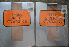 Vintage 1970s Sheer Stockings Nylons New NOS Suntan Size 8 1/2-11 Lot Of 2
