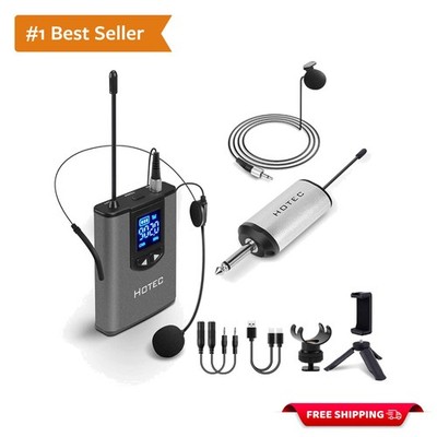 UHF Wireless Headset & Lavalier Microphone with Rechargeable Mini Receiver